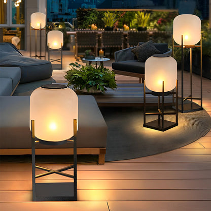 Retro Modern Stainless Steel Lantern LED Outdoor Floor Lamp IP65 Solar/Hardwired E27