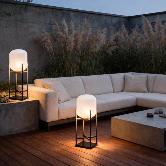 Retro Modern Stainless Steel Lantern LED Outdoor Floor Lamp IP65 Solar/Hardwired E27