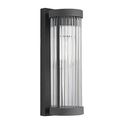 Modern Black Outdoor Wall Sconce Solar or Hardwired Stainless Steel Glass LED 3000K