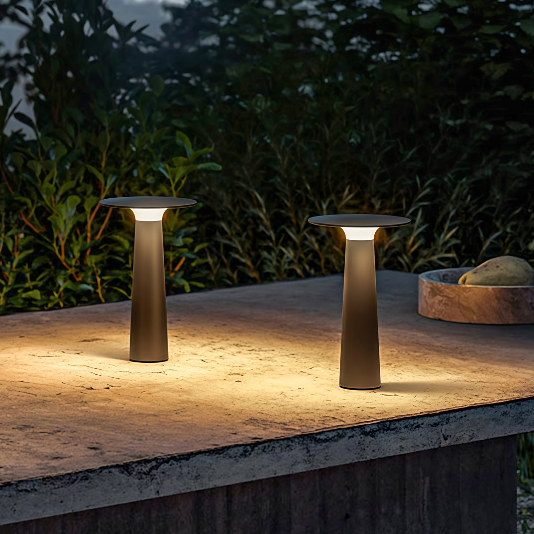 Modern Table Lamp Outdoor IP65 Waterproof Hardwired Aluminum Garden Landscape 3000K Black White 9.65 Inch