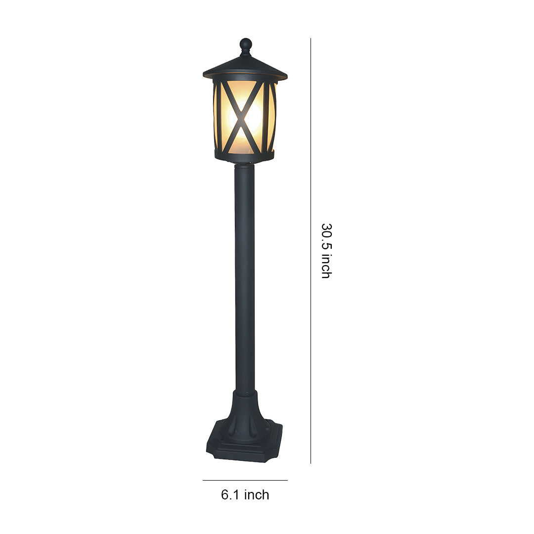 Solar LED Path Light Round Disc Top Bubble Pole Design Black Die-Cast Aluminum 3 Heights