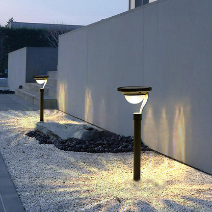 Solar Garden Stake Light Modern Floating Aura LED Stainless Steel Dusk to Dawn Gray