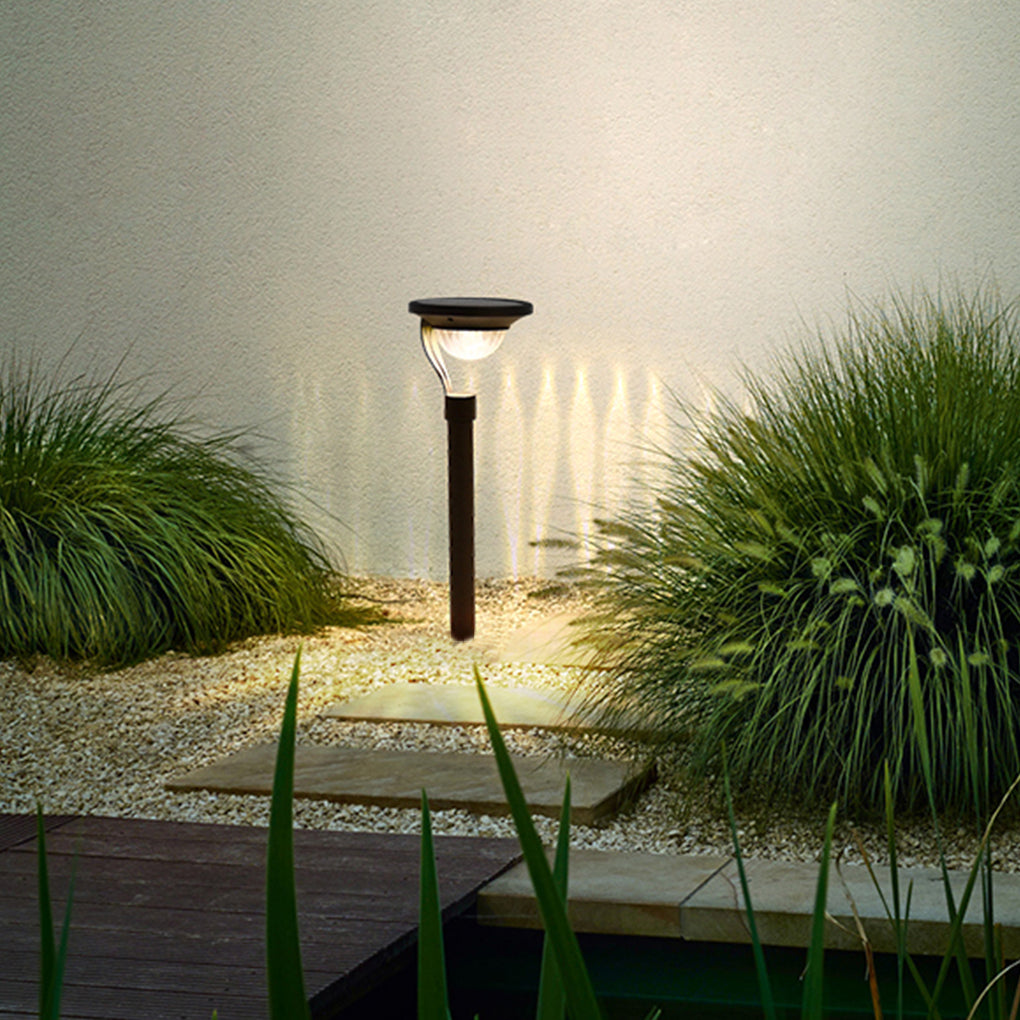Solar Garden Stake Light Modern Floating Aura LED Stainless Steel Dusk to Dawn Gray