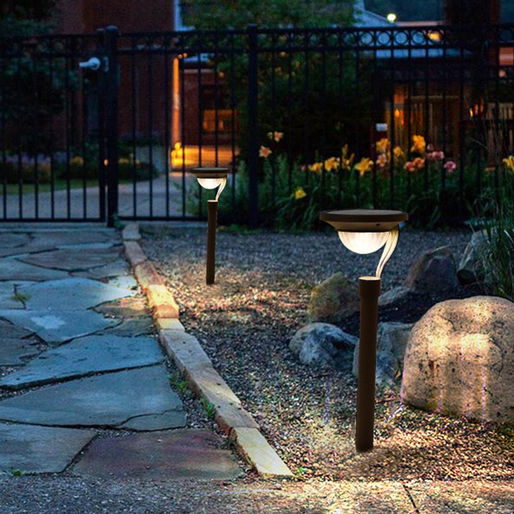 Solar Garden Stake Light Modern Floating Aura LED Stainless Steel Dusk to Dawn Gray