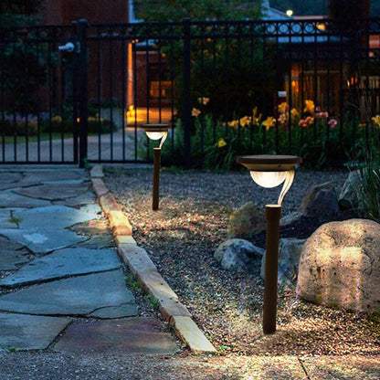 Solar Garden Stake Light Modern Floating Aura LED Stainless Steel Dusk to Dawn Gray