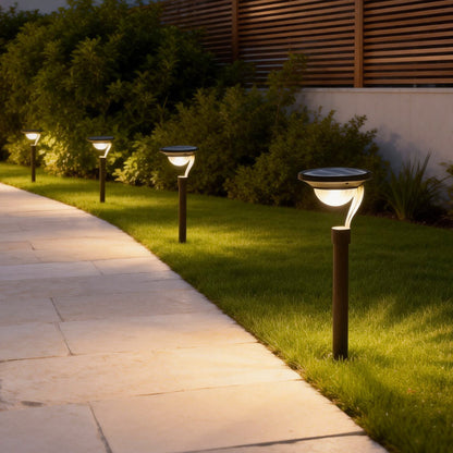 Solar Garden Stake Light Modern Floating Aura LED Stainless Steel Dusk to Dawn Gray