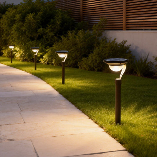 Solar Garden Stake Light Modern Floating Aura LED Stainless Steel Dusk to Dawn Gray