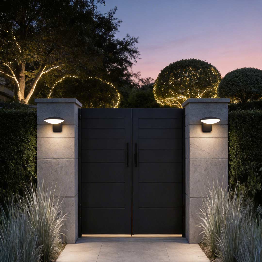 Modern Minimalist Circular Outdoor Wall Sconce Solar or Hardwired LED 3000K
