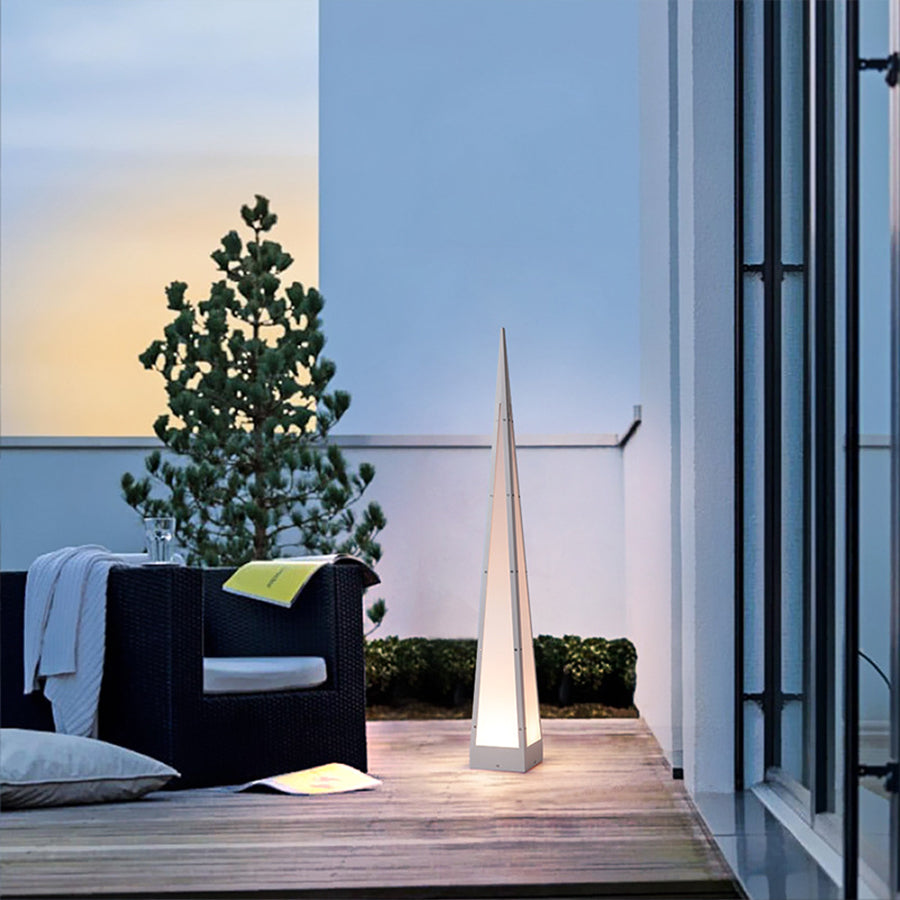 Pyramid Stainless Steel PC LED Outdoor Floor Lamp IP54 USB Rechargeable 3000K