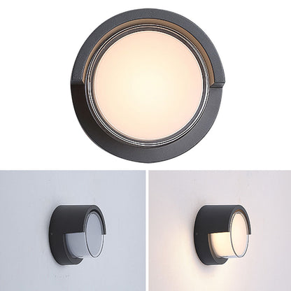 Modern Geometric Outdoor Wall Sconce Round or Square Die-Cast Aluminum Acrylic IP54 12W 3000K Courtyard Villa