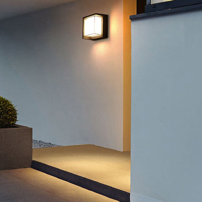 Modern Geometric Outdoor Wall Sconce Round or Square Die-Cast Aluminum Acrylic IP54 12W 3000K Courtyard Villa