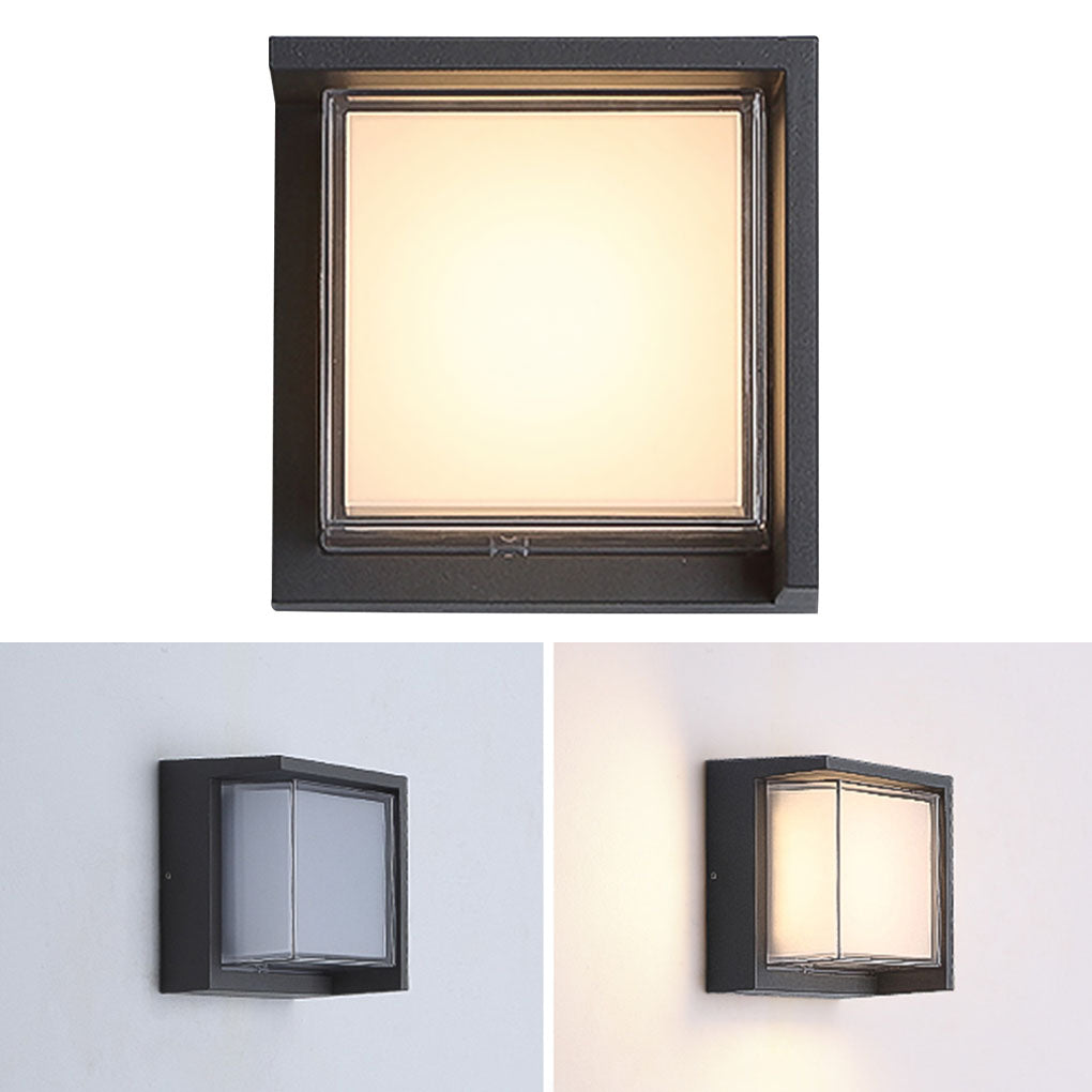 Modern Geometric Outdoor Wall Sconce Round or Square Die-Cast Aluminum Acrylic IP54 12W 3000K Courtyard Villa