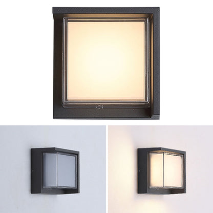 Modern Geometric Outdoor Wall Sconce Round or Square Die-Cast Aluminum Acrylic IP54 12W 3000K Courtyard Villa