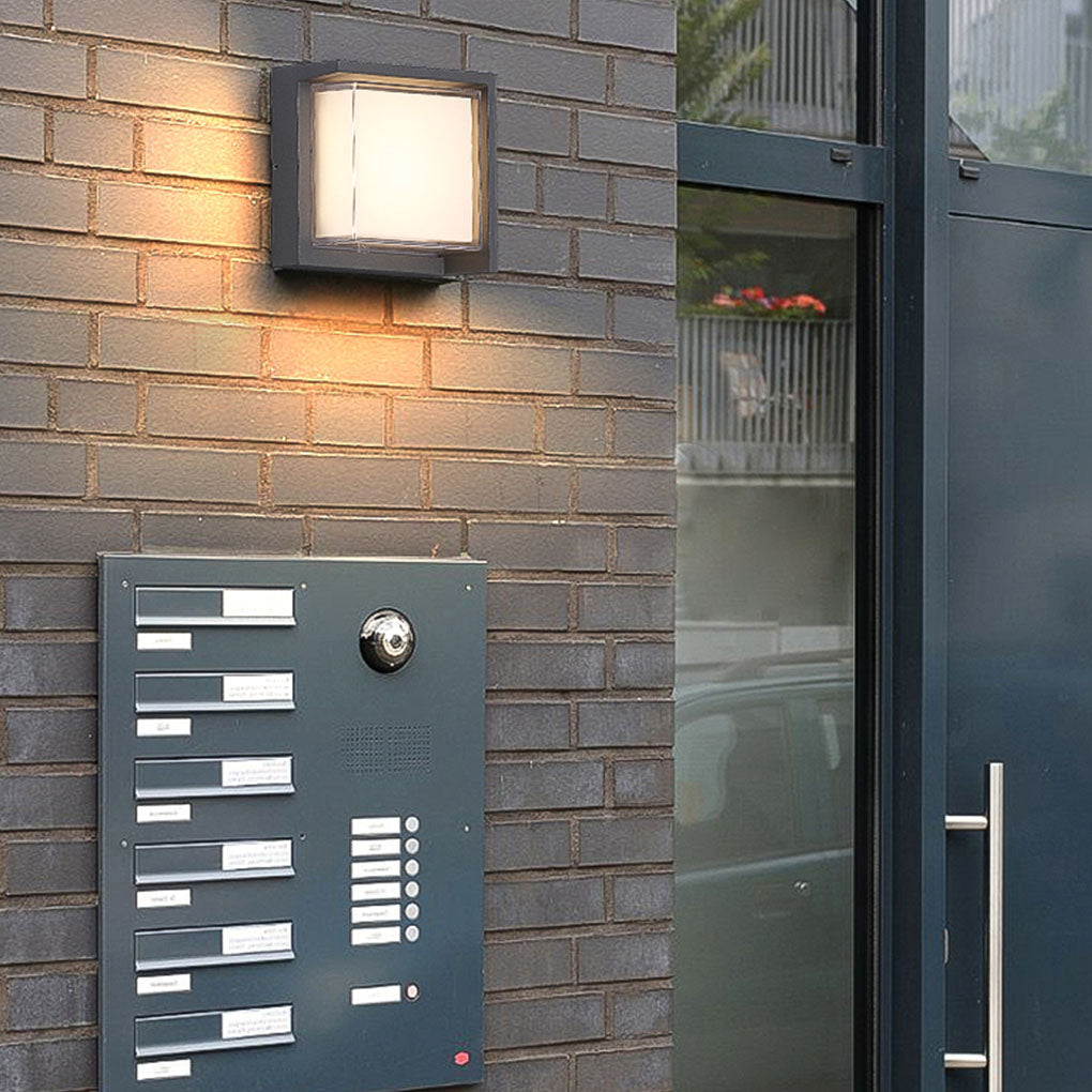 Modern Geometric Outdoor Wall Sconce Round or Square Die-Cast Aluminum Acrylic IP54 12W 3000K Courtyard Villa