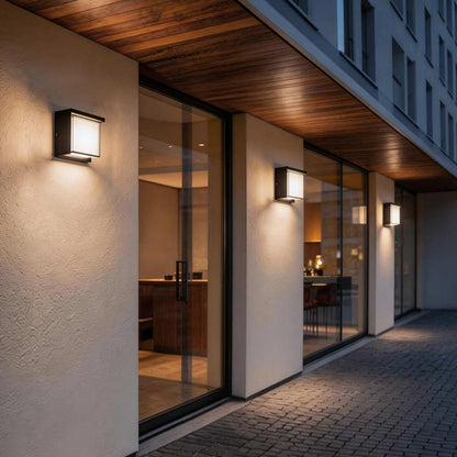 Modern Geometric Outdoor Wall Sconce Round or Square Die-Cast Aluminum Acrylic IP54 12W 3000K Courtyard Villa