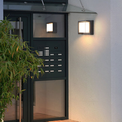 Modern Geometric Outdoor Wall Sconce Round or Square Die-Cast Aluminum Acrylic IP54 12W 3000K Courtyard Villa