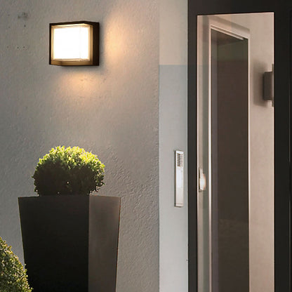 Modern Geometric Outdoor Wall Sconce Round or Square Die-Cast Aluminum Acrylic IP54 12W 3000K Courtyard Villa