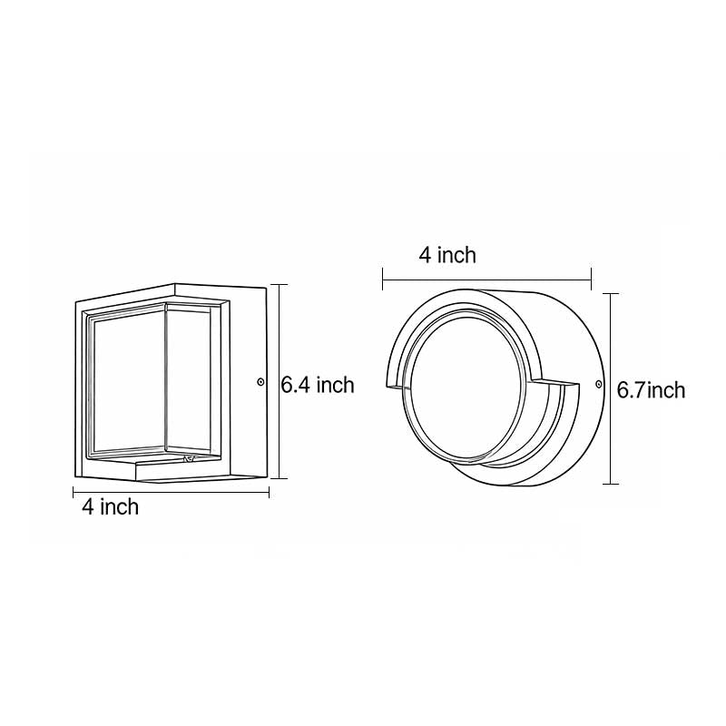 Modern Geometric Outdoor Wall Sconce Round or Square Die-Cast Aluminum Acrylic IP54 12W 3000K Courtyard Villa