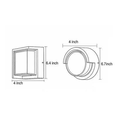 Modern Geometric Outdoor Wall Sconce Round or Square Die-Cast Aluminum Acrylic IP54 12W 3000K Courtyard Villa