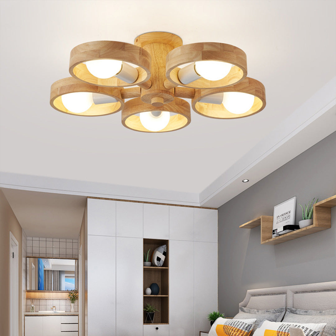Rubberwood Branch Chandelier Scandinavian E27 3 5 6 8 Light