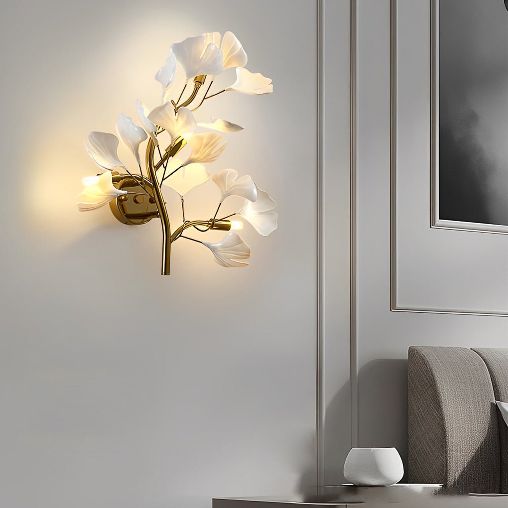 Ginkgo Leaf Gold Wall Light Iron Acrylic G9 3-Step CCT Nordic Decorative Indoor 19.7''