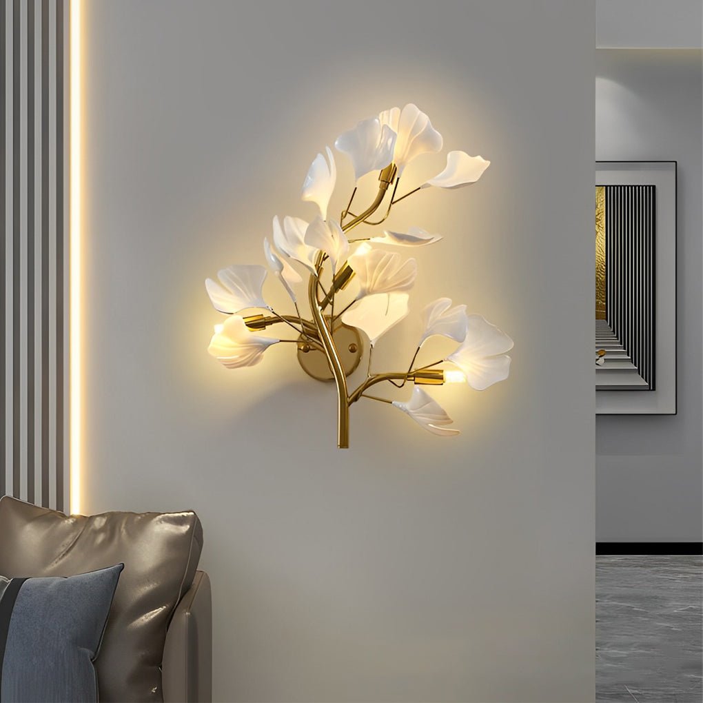 Ginkgo Leaf Gold Wall Light Iron Acrylic G9 3-Step CCT Nordic Decorative Indoor 19.7''