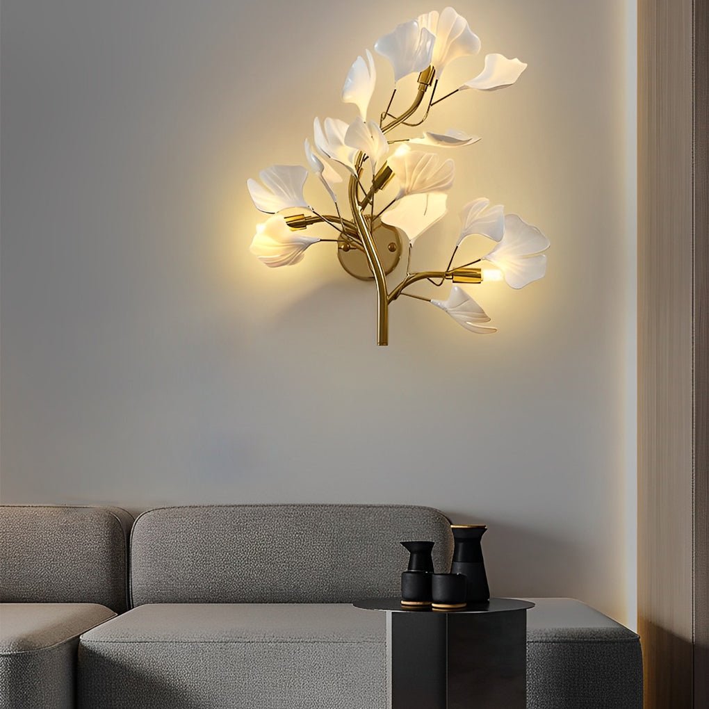 Ginkgo Leaf Gold Wall Light Iron Acrylic G9 3-Step CCT Nordic Decorative Indoor 19.7''