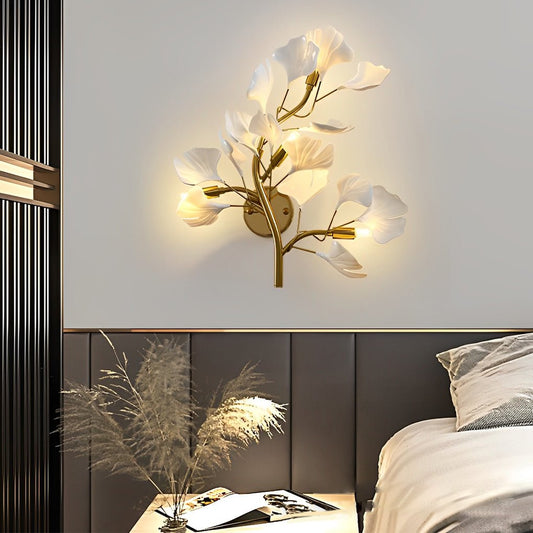 Ginkgo Leaf Gold Wall Light Iron Acrylic G9 3-Step CCT Nordic Decorative Indoor 19.7''