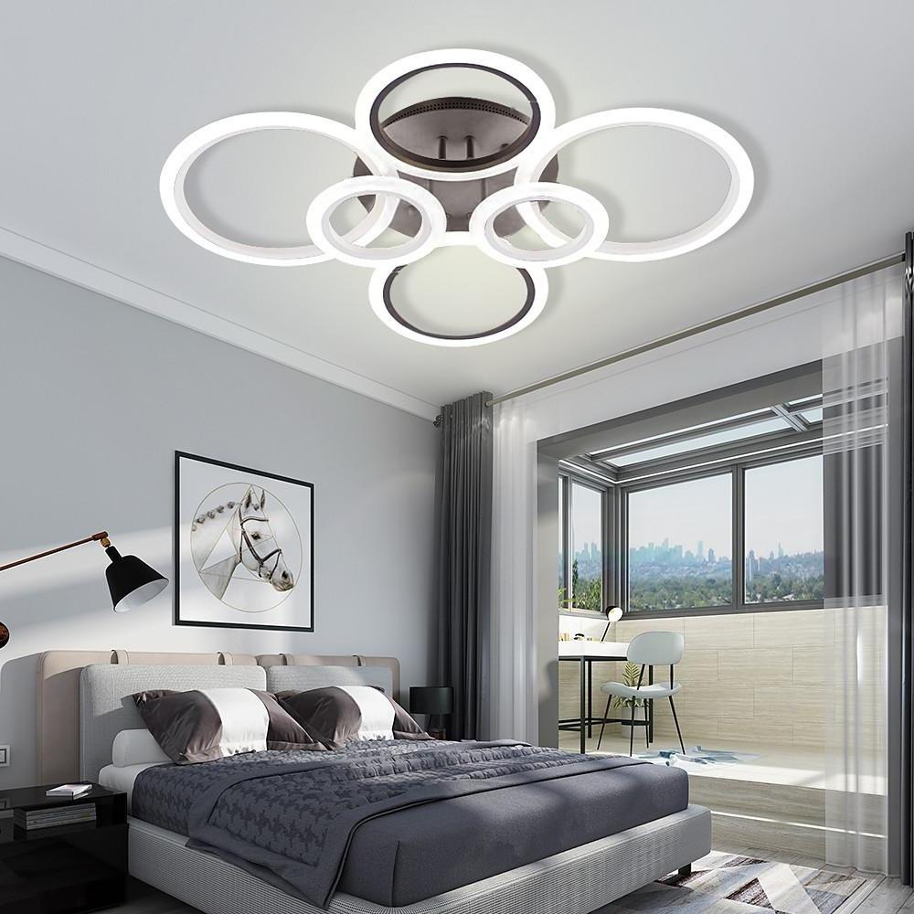 Multi-Circle Cluster Double-Tier Semi-Flush Mount Ceiling Light — Modern Aluminum Acrylic LED 4 6 8 Light