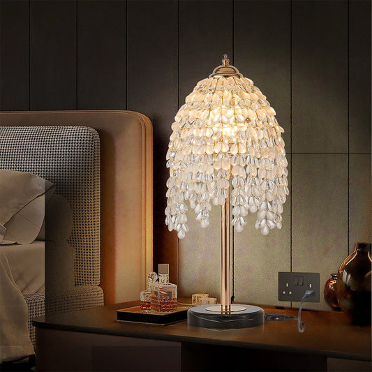 Gold Crystal Table Lamp European Luxury French Gold Hardware Frame Transparent Crystal Shade E12 Bedside 18.90 Inch