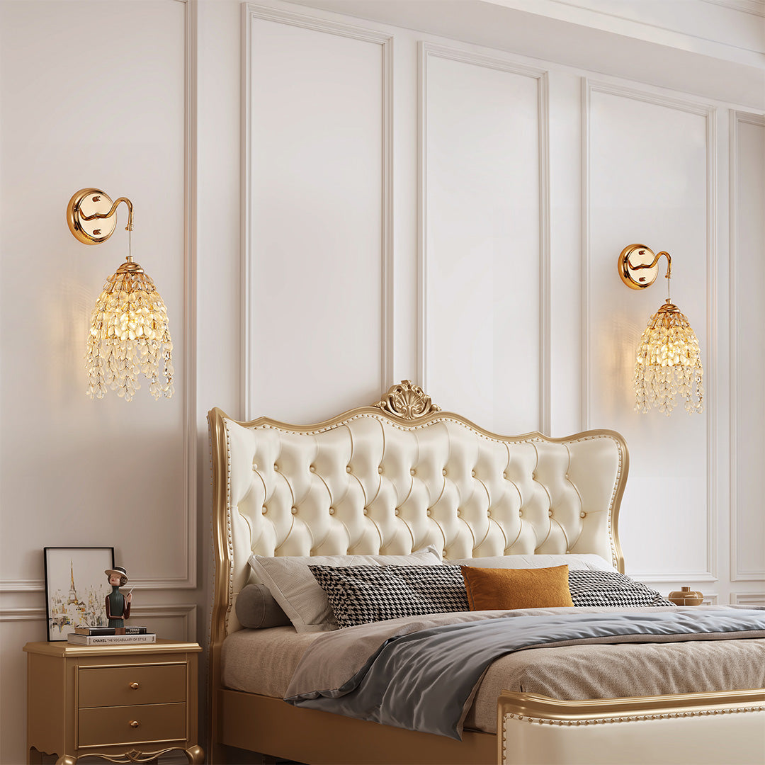 Modern Gold Crystal Wall Sconce – Minimalist LED Luxury Lighting Fixture