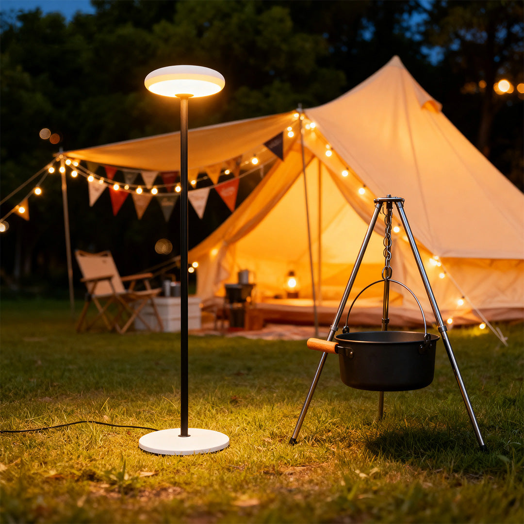 Solar Aluminium PE Disc Outdoor Floor Lamp IP65 10W 3000K/6000K 3 Heights