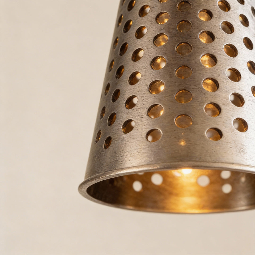 Glass Ball Pendant Light Italian Minimalist Clear Glass Perforated Copper Brass Cone E26 Dining Room 10 Inch