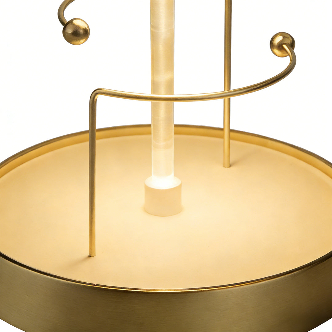 Modern Rechargeable LED Table Lamp Glass Dome Openable Recording Music Playback Touch Dimmable Brass Base Warm White 3000K 6.42 Inch