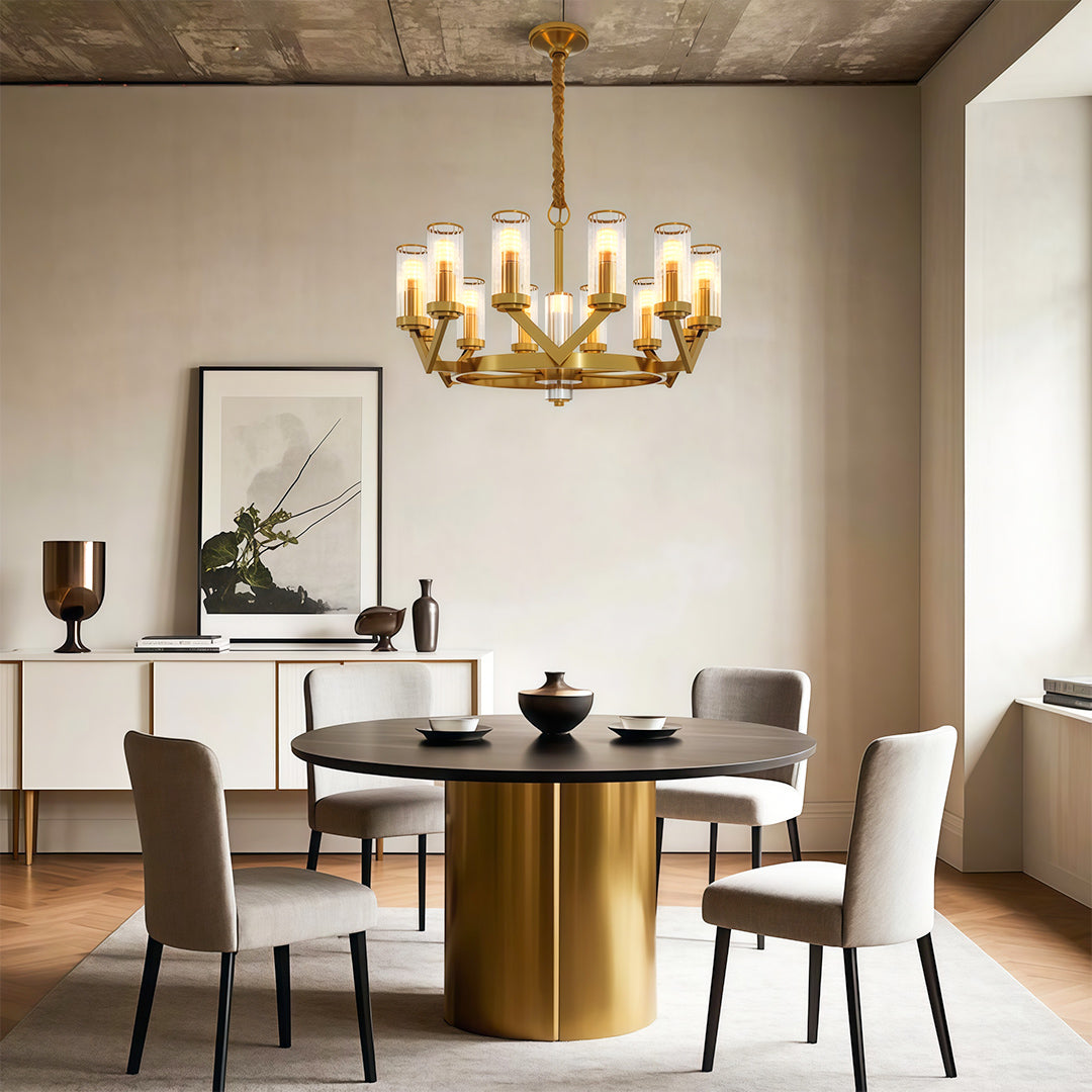 Fluted Cylinder Drop Chandelier