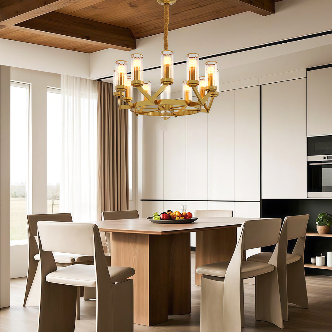 Fluted Cylinder Drop Chandelier