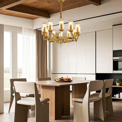 Fluted Cylinder Drop Chandelier