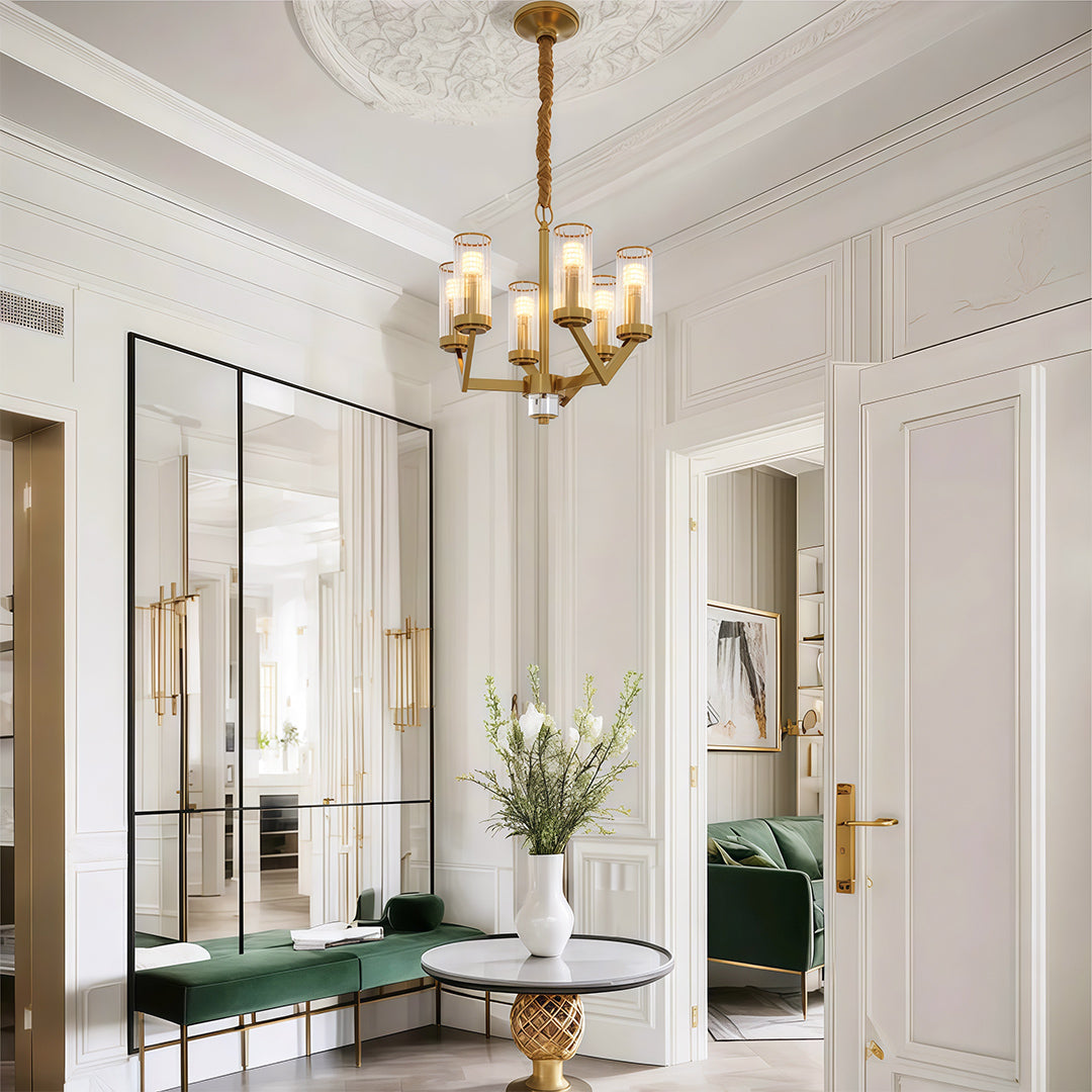 Fluted Cylinder Drop Chandelier