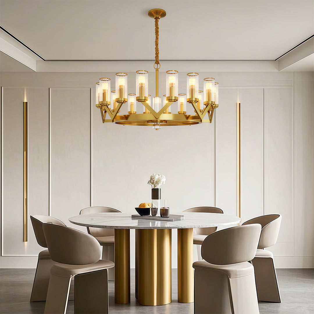 Fluted Cylinder Drop Chandelier