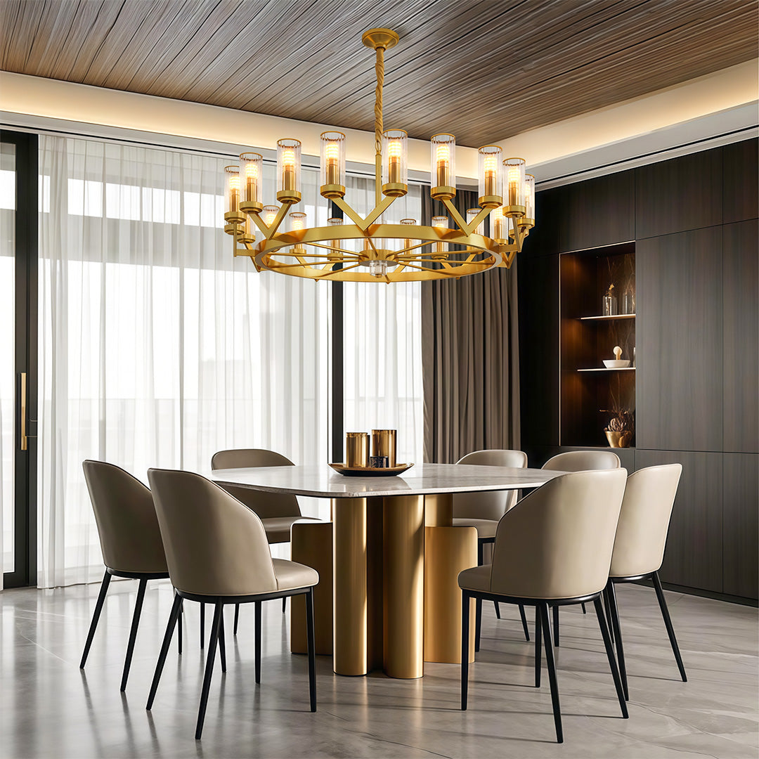 Fluted Cylinder Drop Chandelier