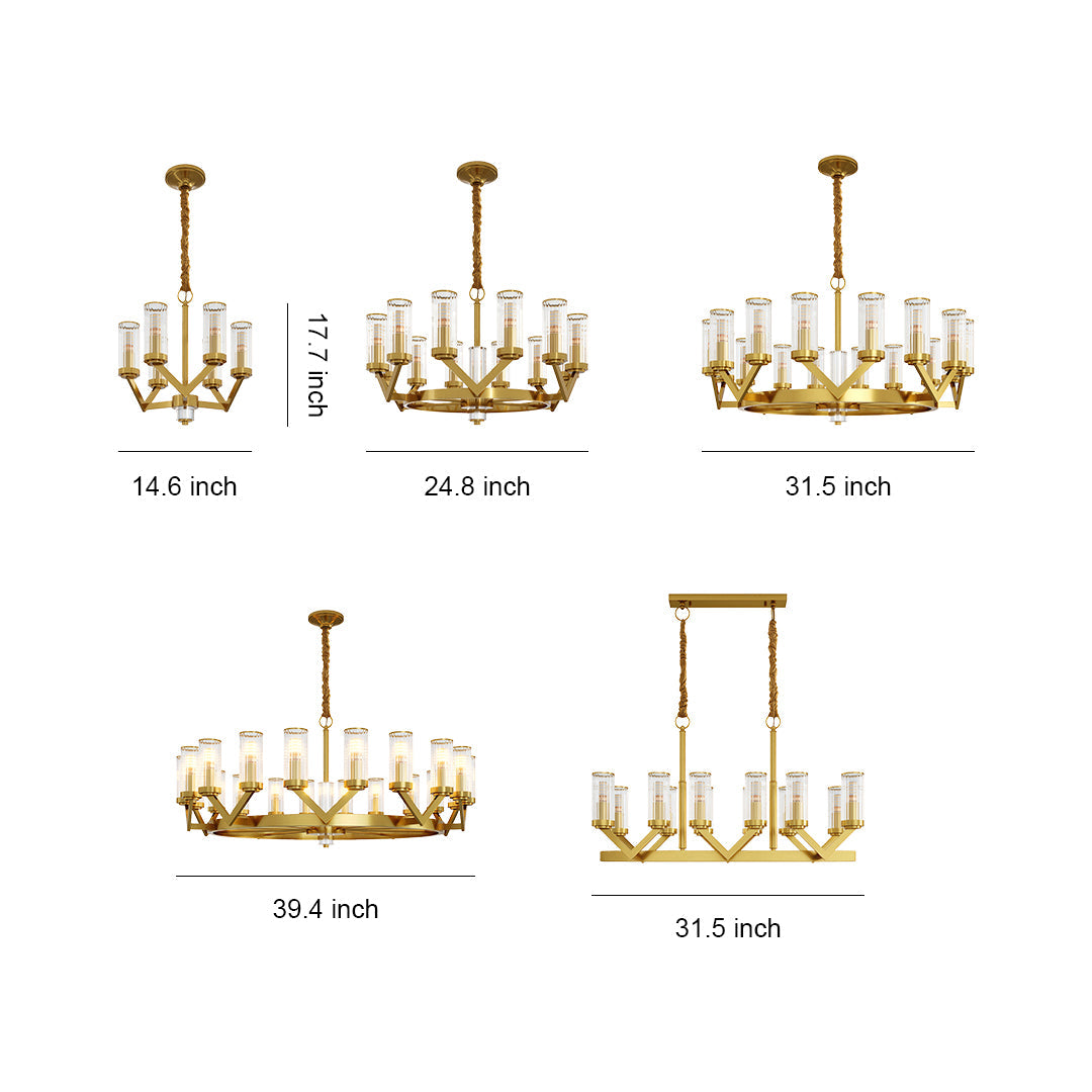Fluted Cylinder Drop Chandelier