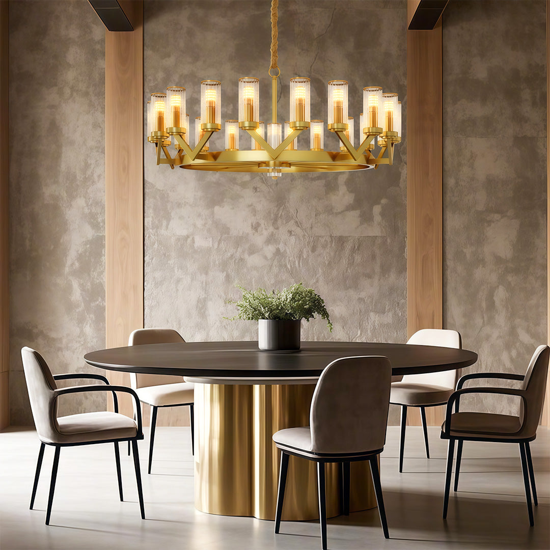 Fluted Cylinder Drop Chandelier