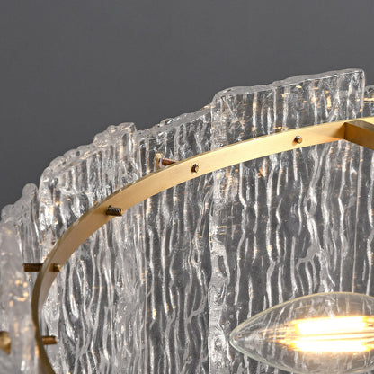 Full Copper and Transparent Glass Round Flush Mount with Vertical Crystal Rod Shade in Two Sizes