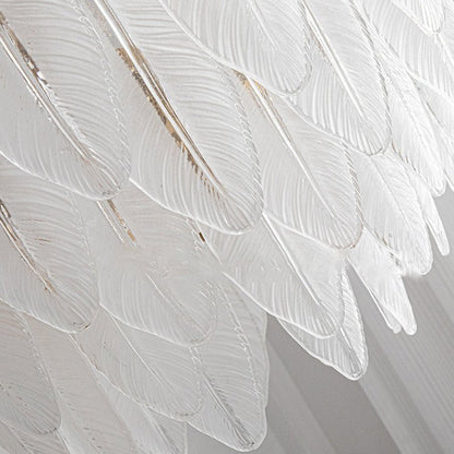 French Glass Feather Wall Sconce – Luxury 3-Step Dimming Decorative Wall Light