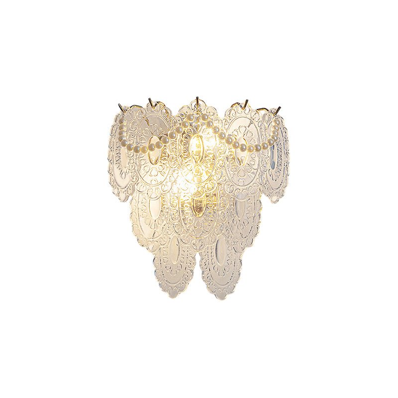 French Glass Feather Wall Sconce – Luxury 3-Step Dimming Decorative Wall Light