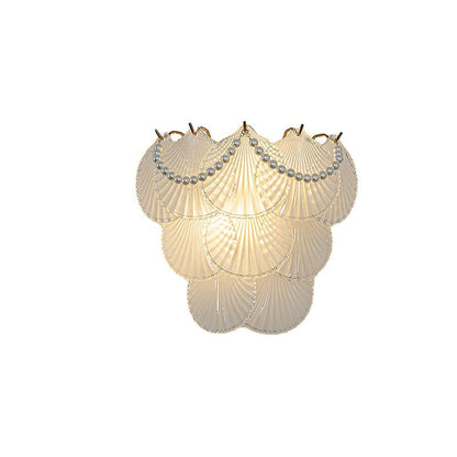 French Glass Feather Wall Sconce – Luxury 3-Step Dimming Decorative Wall Light