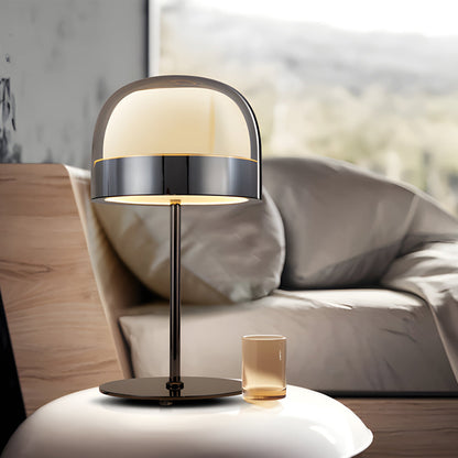 Glass Dome Mushroom Table Lamp Chrome Ring Accent 28W 2500lm CRI90 LED Rose Gold or Black