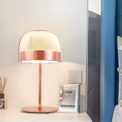 Glass Dome Mushroom Table Lamp Chrome Ring Accent 28W 2500lm CRI90 LED Rose Gold or Black