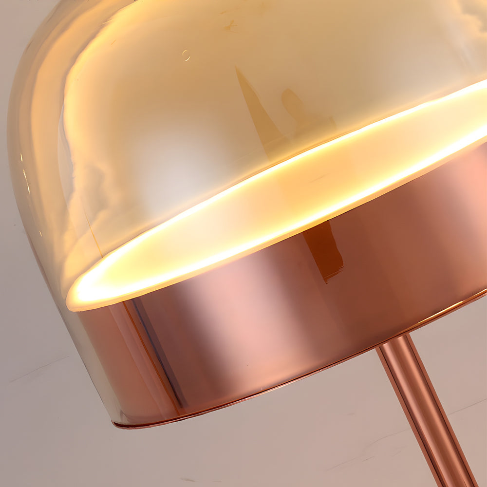 Glass Dome Mushroom Table Lamp Chrome Ring Accent 28W 2500lm CRI90 LED Rose Gold or Black