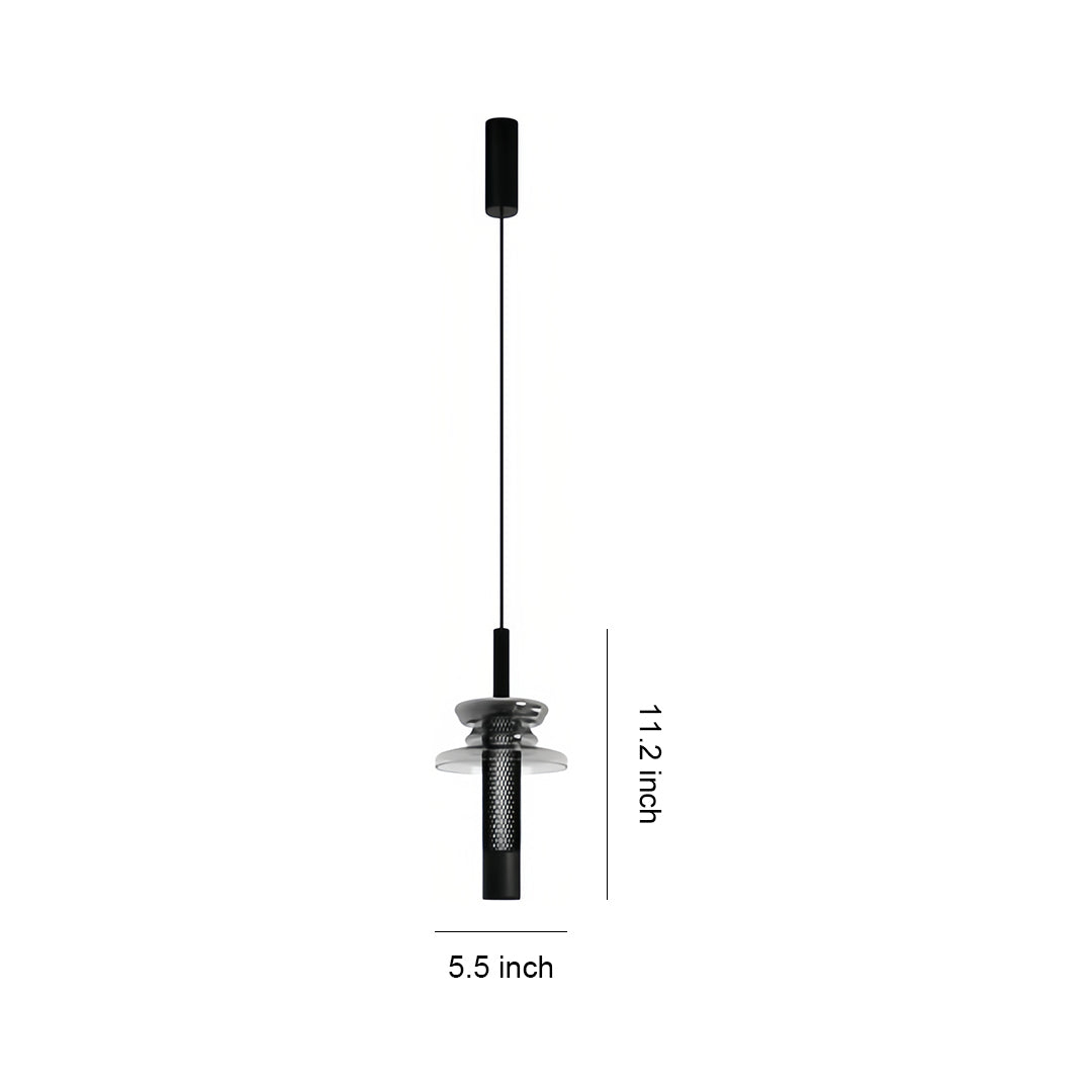 Industrial Glass Cylinder Mini Pendant LED 7W CRI 97 3-Step CCT Dimmable Black Iron Indoor